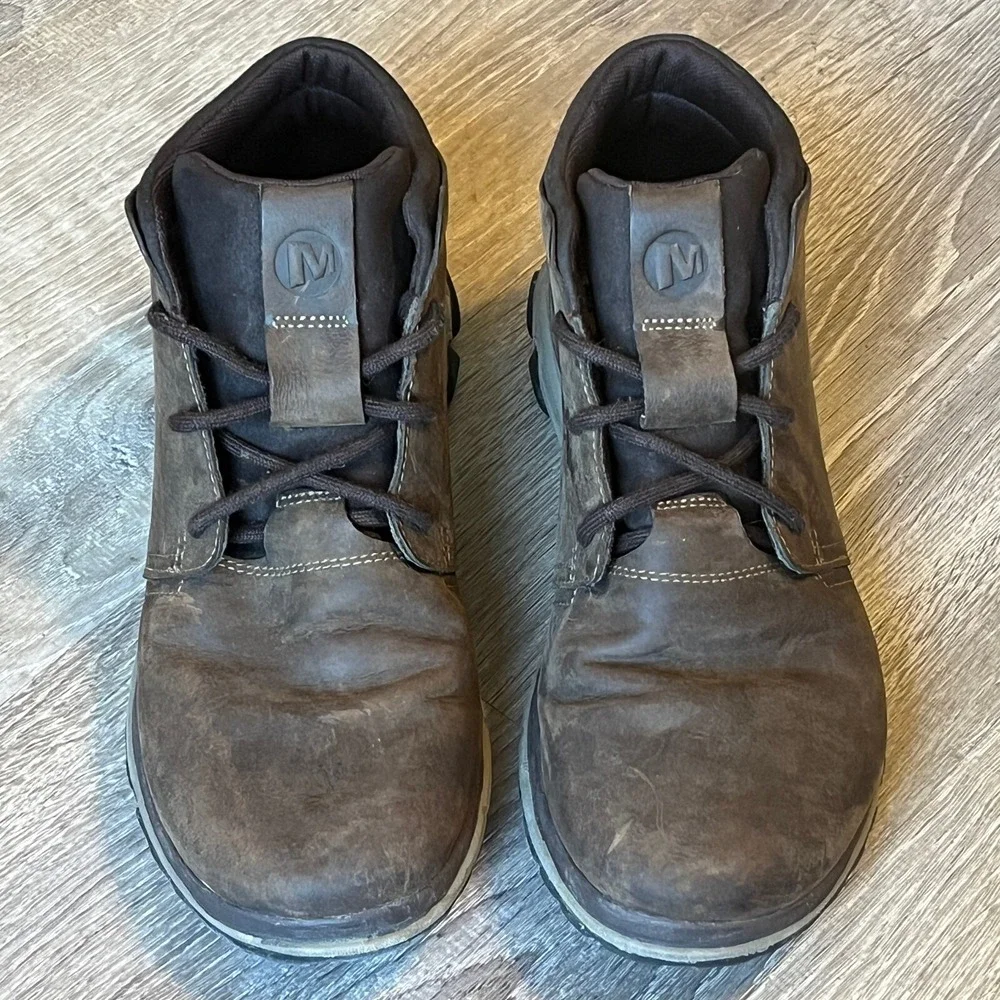 Merrell Clay‎ Mens Brown Leather Chukka Boots J71337 Size 7 Rugged Casual Hiking